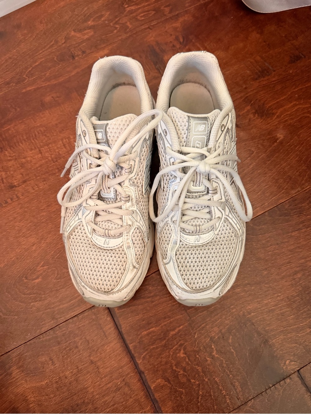 New Balance White Mesh Lace-Up Sneakers